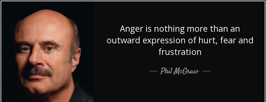 quote anger is nothing more than an outward expression of hurt fear and frustration phil mcgraw Quotes