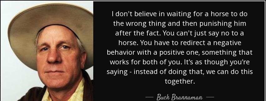 quote i don t believe in waiting for a horse to do the wrong thing and then punishing him buck brannaman Quotes
