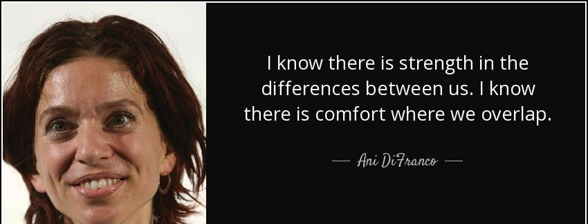 quote i know there is strength in the differences between us i know there is comfort where ani difranco Quotes