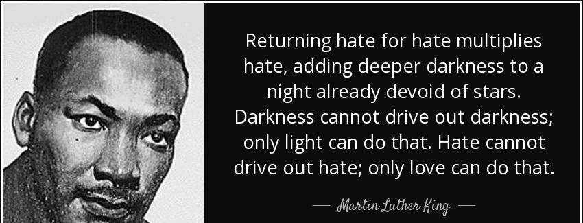 quote returning hate for hate multiplies hate adding deeper darkness to a night already devoid martin luther king Quotes