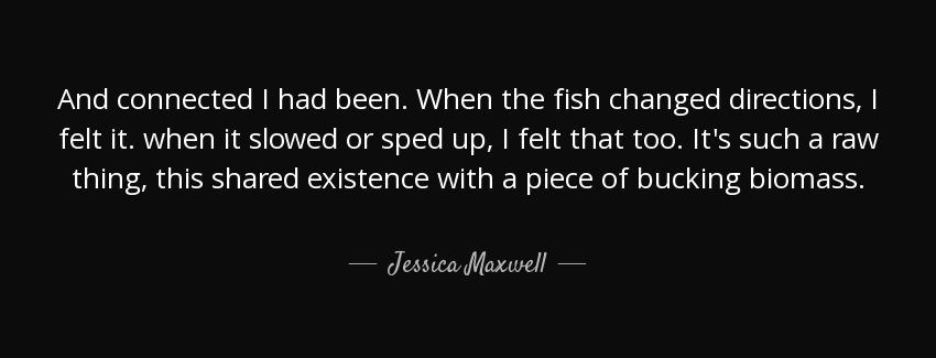 quote and connected i had been when the fish changed directions i felt it when it slowed or jessica maxwell Quotes