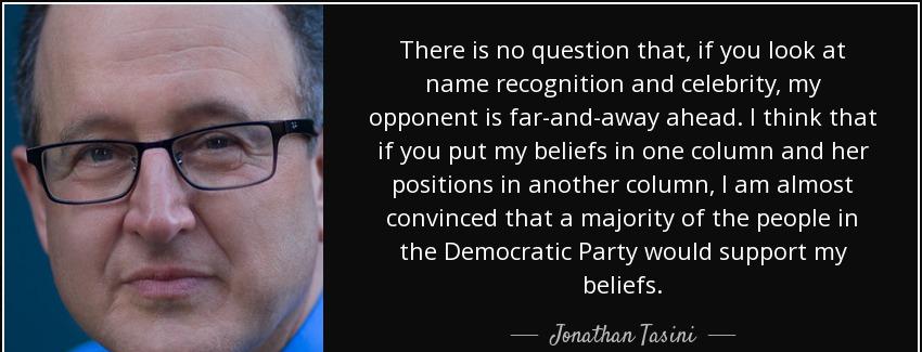 quote there is no question that if you look at name recognition and celebrity my opponent jonathan tasini Quotes