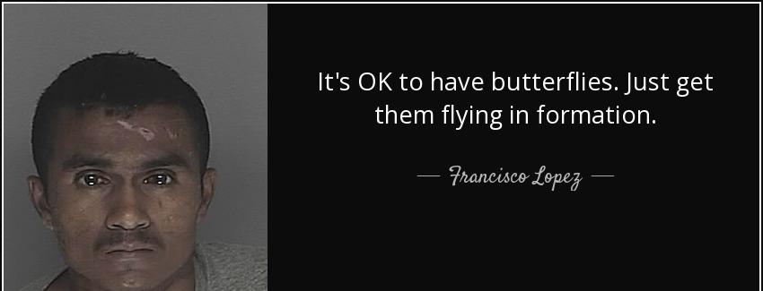 quote it s ok to have butterflies just get them flying in formation francisco lopez Quotes