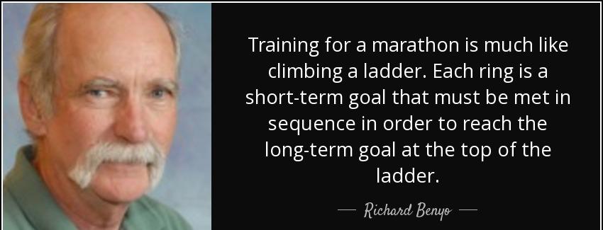 quote training for a marathon is much like climbing a ladder each ring is a short term goal richard benyo Quotes