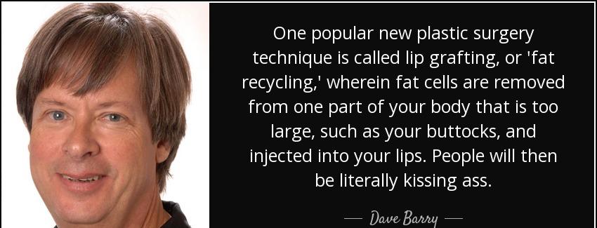 quote one popular new plastic surgery technique is called lip grafting or fat recycling wherein dave barry Quotes