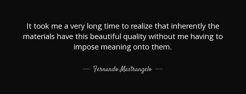 quote it took me a very long time to realize that inherently the materials have this beautiful fernando mastrangelo Quotes