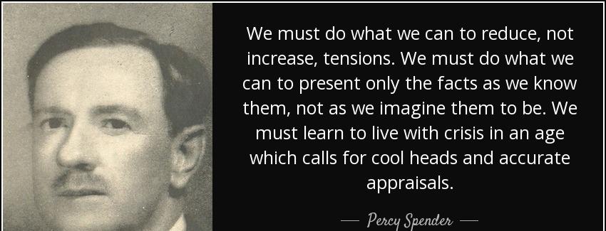 quote we must do what we can to reduce not increase tensions we must do what we can to present percy spender Quotes