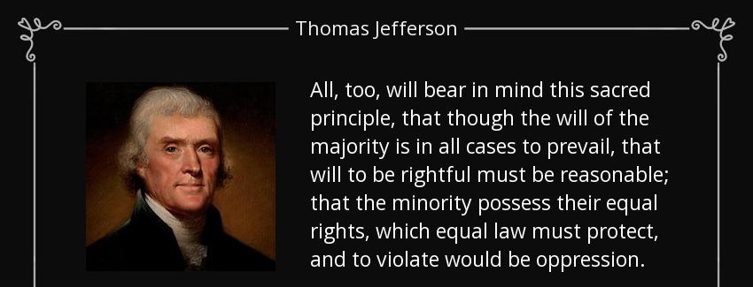 quote all too will bear in mind this sacred principle that though the will of the majority thomas jefferson Quotes