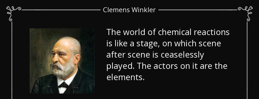 quote the world of chemical reactions is like a stage on which scene after scene is ceaselessly clemens winkler Quotes