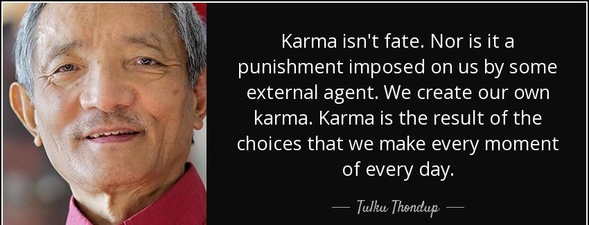 quote karma isn t fate nor is it a punishment imposed on us by some external agent we create tulku thondup Quotes