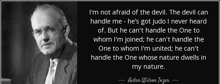quote i m not afraid of the devil the devil can handle me he s got judo i never heard of but aiden wilson tozer Quotes