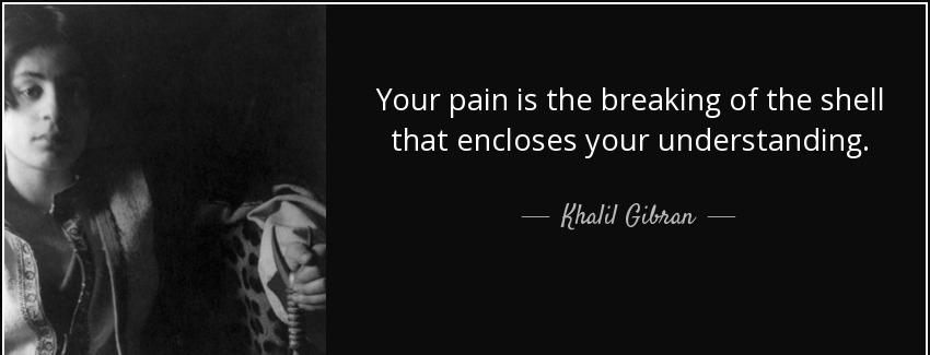 quote your pain is the breaking of the shell that encloses your understanding khalil gibran Quotes