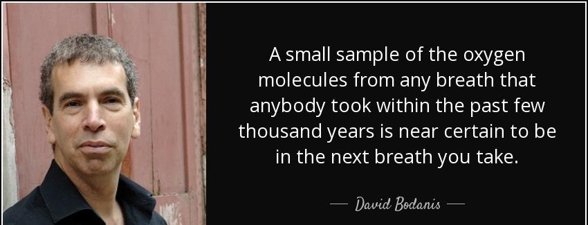 quote a small sample of the oxygen molecules from any breath that anybody took within the david bodanis Quotes