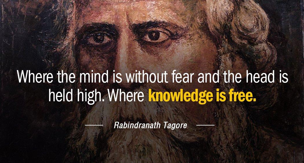 Quotation Rabindranath Tagore Where the mind is without fear and the head is Quotes