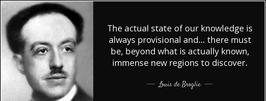 quote the actual state of our knowledge is always provisional and there must be beyond what louis de broglie Quotes