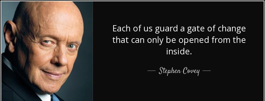 quote each of us guard a gate of change that can only be opened from the inside stephen covey Quotes