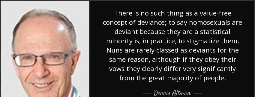 quote there is no such thing as a value free concept of deviance to say homosexuals are deviant dennis altman Quotes