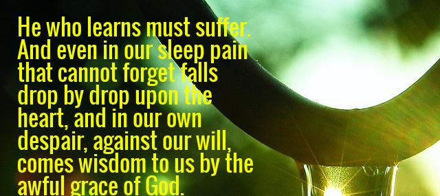 Quotation Aeschylus He who learns must suffer And even in our sleep Quotes