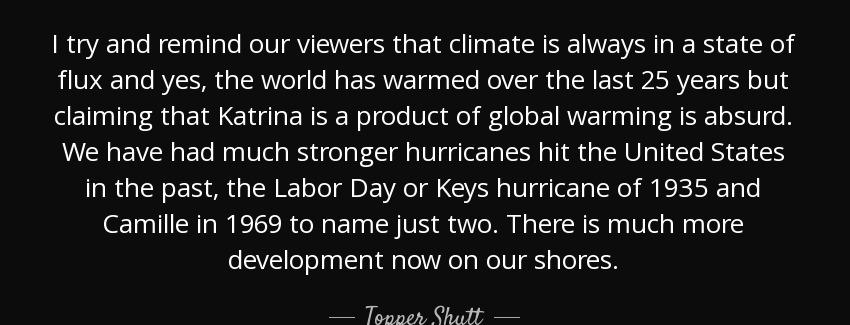quote i try and remind our viewers that climate is always in a state of flux and yes the world topper shutt Quotes