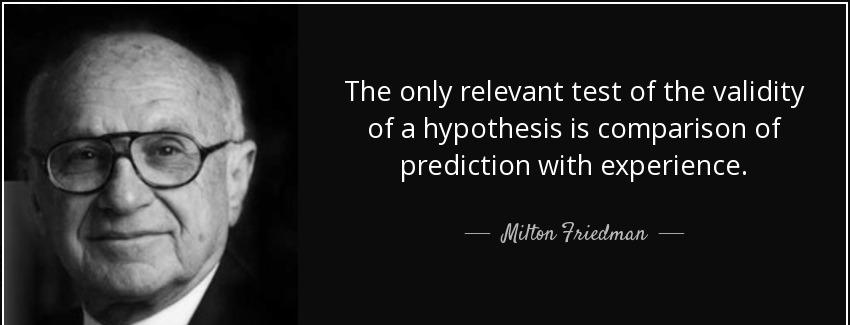 quote the only relevant test of the validity of a hypothesis is comparison of prediction with milton friedman Quotes