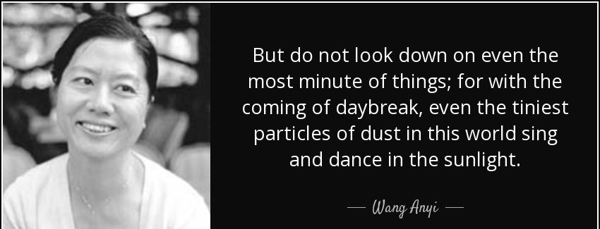 quote but do not look down on even the most minute of things for with the coming of daybreak wang anyi Quotes