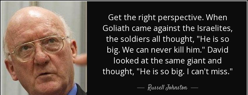 quote get the right perspective when goliath came against the israelites the soldiers all russell johnston Quotes