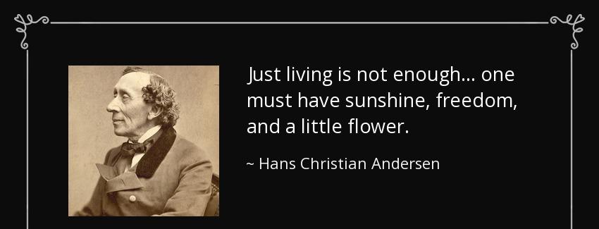 quote just living is not enough one must have sunshine freedom and a little flower hans christian andersen Quotes