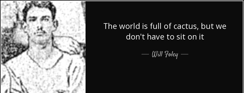 quote the world is full of cactus but we don t have to sit on it will foley Quotes