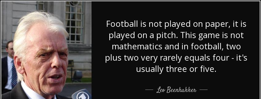 quote football is not played on paper it is played on a pitch this game is not mathematics leo beenhakker Quotes
