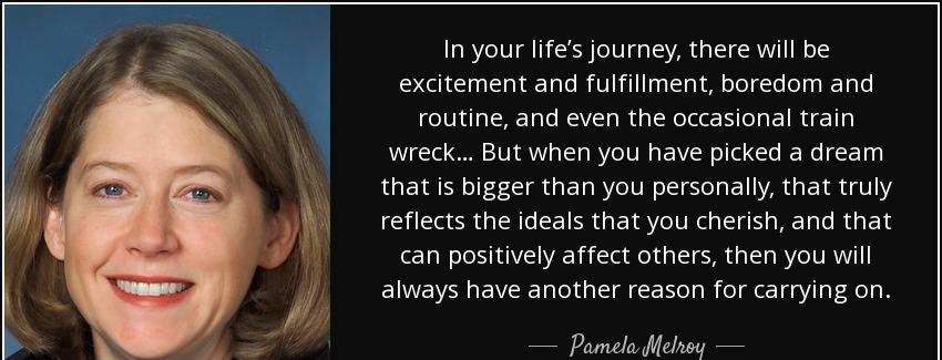 quote in your life s journey there will be excitement and fulfillment boredom and routine pamela melroy Quotes