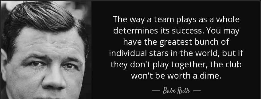 quote the way a team plays as a whole determines its success you may have the greatest bunch babe ruth Quotes