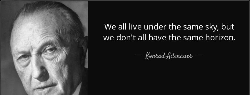 quote we all live under the same sky but we don t all have the same horizon konrad adenauer Quotes