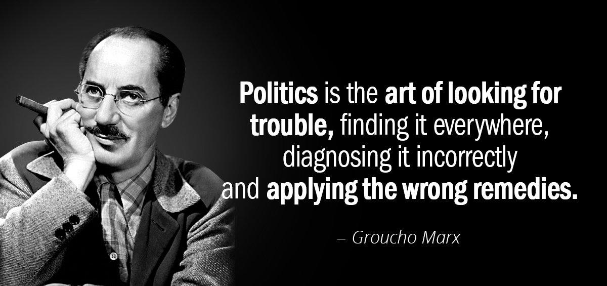 Quotation Groucho Marx Politics is the art of looking for trouble finding it Quotes
