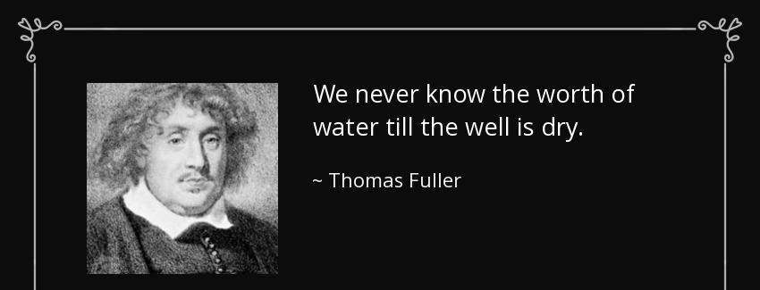 quote we never know the worth of water till the well is dry thomas fuller Quotes