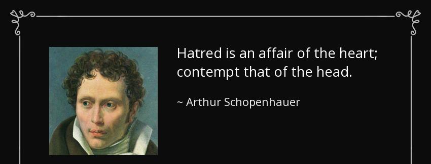 quote hatred is an affair of the heart contempt that of the head arthur schopenhauer Quotes