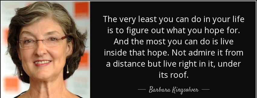 quote the very least you can do in your life is to figure out what you hope for and the most barbara kingsolver Quotes