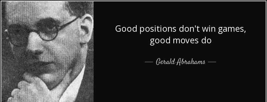 quote good positions don t win games good moves do gerald abrahams Quotes