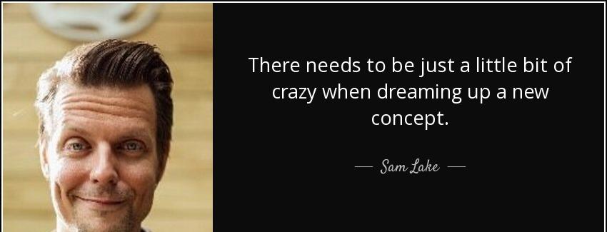 quote there needs to be just a little bit of crazy when dreaming up a new concept sam lake Quotes