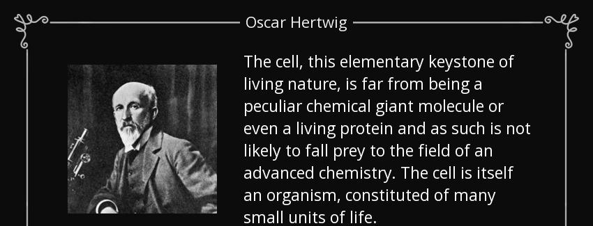 quote the cell this elementary keystone of living nature is far from being a peculiar chemical oscar hertwig Quotes