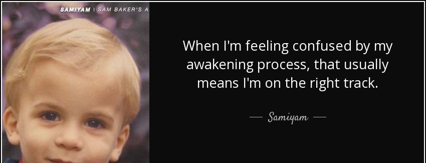 quote when i m feeling confused by my awakening process that usually means i m on the right samiyam Quotes