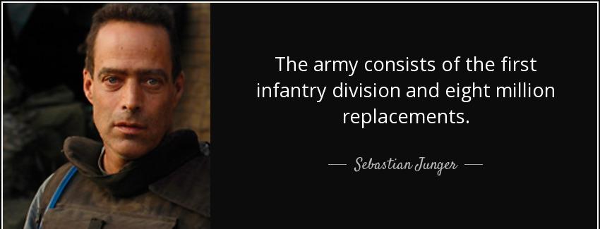 quote the army consists of the first infantry division and eight million replacements sebastian junger Quotes