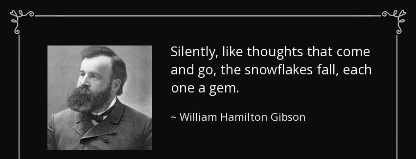 quote silently like thoughts that come and go the snowflakes fall each one a gem william hamilton gibson Quotes