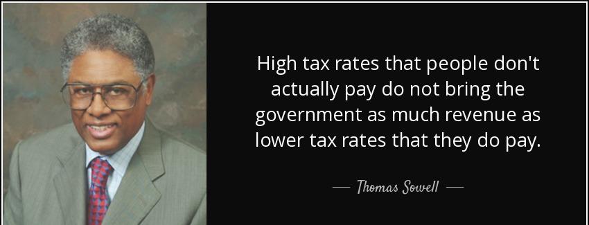 quote high tax rates that people don t actually pay do not bring the government as much revenue thomas sowell Quotes