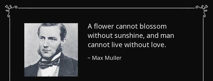 quote a flower cannot blossom without sunshine and man cannot live without love max muller Quotes