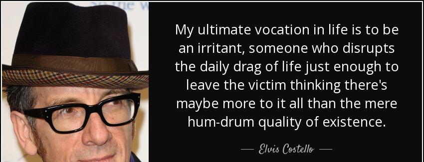 quote my ultimate vocation in life is to be an irritant someone who disrupts the daily drag elvis costello Quotes