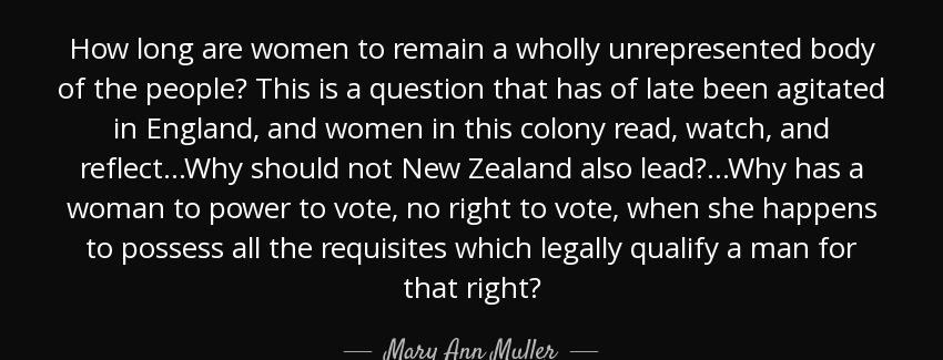 quote how long are women to remain a wholly unrepresented body of the people this is a question mary ann muller Quotes