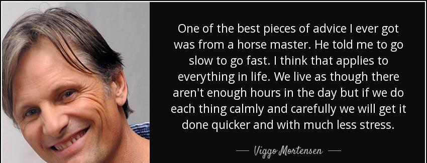 quote one of the best pieces of advice i ever got was from a horse master he told me to go viggo mortensen Quotes