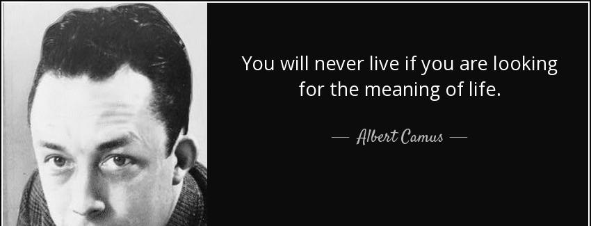 quote you will never live if you are looking for the meaning of life albert camus Quotes