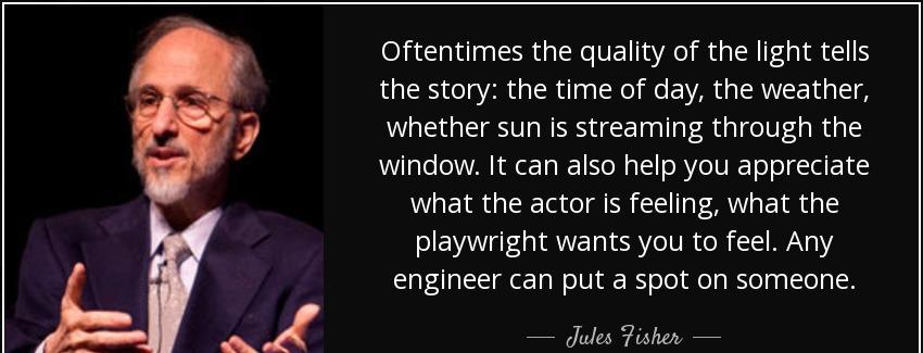 quote oftentimes the quality of the light tells the story the time of day the weather whether jules fisher Quotes