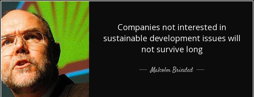 quote companies not interested in sustainable development issues will not survive long malcolm brinded Quotes